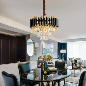 Candelabru Cristal, Raven 30cm Negru cu Auriu