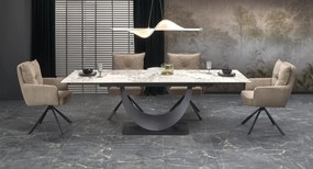 Masa extensibila Fernando marmura alba/negru L160-240 cm