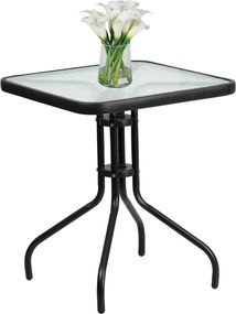 OFERTA Masa patrata de gradina cu blat de sticla ISLAND 60x60 cm, negru, calitate a II-a