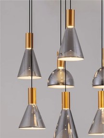 Lustra moderna cu 7 pendule LED, Metal, Sticla, Fumuriu, Voi