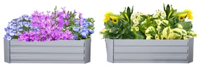 Outsunny Set de 2 Paturi pentru Legume Înălțate, Jardiniere din Metal pentru Plante, Legume, Arbusti, 100x100x30cm, Gri | Aosom Romania