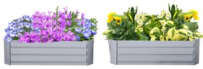 Outsunny Set de 2 Paturi pentru Legume Înălțate, Jardiniere din Metal pentru Plante, Legume, Arbusti, 100x100x30cm, Gri | Aosom Romania