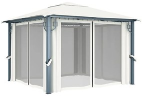 Pavilion cu perdele  siruri lumini LED, crem, 3x3 m, aluminiu Crem, 300 x 300 cm