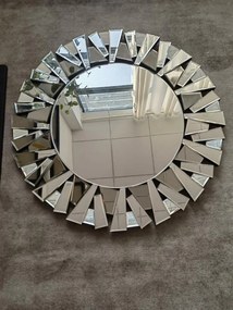 OGG32 - Oglinda ornamentala 80 cm, pentru perete, dormitor, living - Argintie