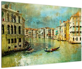 Tablou - Canalul de la Veneția și gondole (90x60 cm)