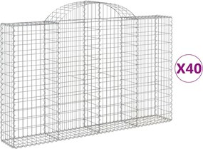 vidaXL Coșuri gabion arcuite 40 buc, 200x30x120/140cm, fier galvanizat