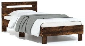 838565 vidaXL Cadru de pat cu tăblie stejar fumuriu 90x190 cm lemn prelucrat