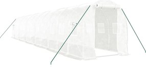 vidaXL Seră cu cadru din oțel, alb, 24 m², 12x2x2 m