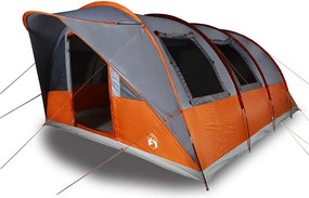 vidaXL Cort de camping tunel 5 persoane, gri/portocaliu, impermeabil