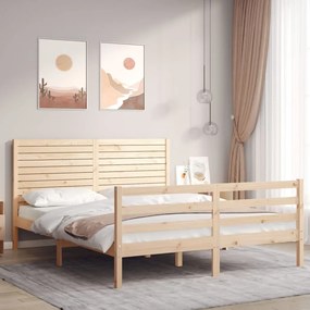 3195036 vidaXL Cadru de pat cu tăblie, 160x200 cm, lemn masiv