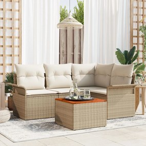 vidaXL Set de canapele pentru grădină 5 pcs Bej Rattan poli
