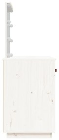 Masuta de toaleta cu LED, alb, 95x50x133,5 cm, lemn masiv pin