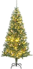 vidaXL Brad Crăciun artificial, 300 LED/globuri/zăpadă pufoasă, 210 cm