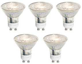Set de 5 becuri LED GU10 50mm cu 3 trepte de intensitate luminoasă, reglabile în Kelvin, transparente, 4,9W 450 lm 2000-2700K