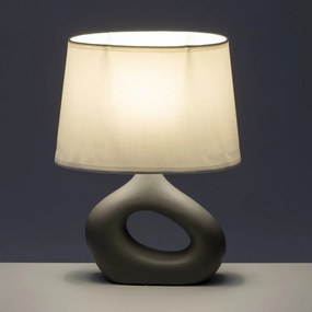 Veioză albă/gri din ceramică cu abajur textil (înălțime 30 cm) – Casa Selección