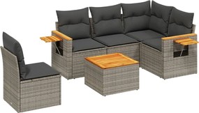 vidaXL Set mobilier grădină cu perne, 6 piese, gri, poliratan