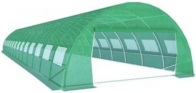 Solar de grădină, 5x14 m, 70 m², cadru din oțel, țeavă galvanizată, folie PE armată, 24 ferestre rulante, rezistent la UV, impermeabil, Verde, GH514,