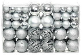vidaXL Set globuri de crăciun 100 de piese, 6 cm, argintiu