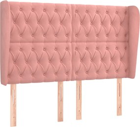 vidaXL Tăblie de pat cu aripioare, roz, 163x23x118/128 cm, catifea