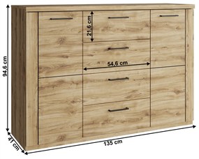 Cabinet DORSI 2D4S, stejar Navarra