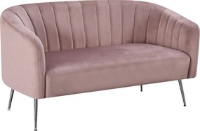 Canapea de design cu 2 locuri, ţesătură Velvet roz/crom-argintiu, BAGY
