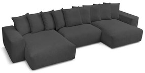 Colțar gri cu tapițerie din catifea reiată Voltaire – Bobochic Paris