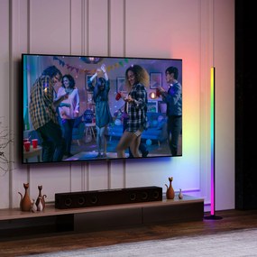 HOMCOM Lampadar LED RGBIC cu control APP si telecomanda, sincronizare muzica, 16 milioane culori, moduri de scenă și timer | Aosom Romania