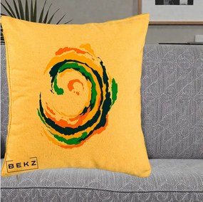 Perna Decorativa Vortex Abstract Colorat, 40x40 cm, Galben, Husa Detasabila, Perna Inclusa, BEKZ®
