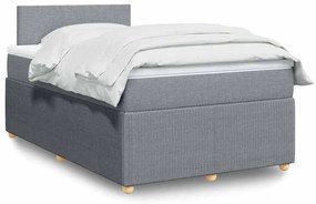 vidaXL Pat continental cu saltea, gri deschis, 120x200 cm, textil