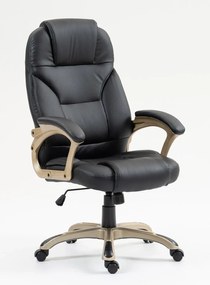 RESIGILAT- Scaun directorial DESMOND, recliner, pivotant, inaltime reglabila, rezistent 150 kg, piele PU, Negru