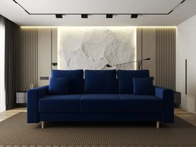 Canapea extensibilă dumonde cu ladă de depozitare si sezut confortabil din spuma high-density, Kronos Royal Albastru 210x100 cm