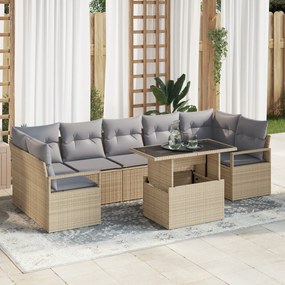 vidaXL Set de canapea de grădină 8 piese cu perne bej