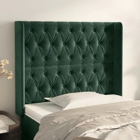 3119961 vidaXL Tăblie pat cu aripioare verde închis 103x16x118/128 cm catifea