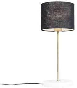 Lampă de masă din alamă cu abajur negru 20 cm - Kaso