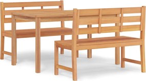 vidaXL Set de masă pentru grădină, lemn masiv de tec, 3 piese