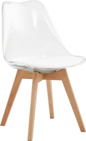 Scaun, transparent, acrilat/piele ecologică/fag, BALI 2 NEW