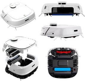 Robot aspirator Tecbot M1, Li-ion 5200 mAh, 4000 Pa, 0.5 l, HEPA, Wi-Fi, Autonomie pana la 160 min, Mop cu mop cu auto-curatare, Alb