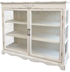 Vitrina shabby chic din lemn masiv, cu 2 rafturi