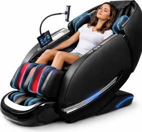 Fotoliu de masaj LUXOR L183 PRO, AI voce, Incalzire, Bluetooth, Zero Gravity SL-Track Shiatsu, Joystick și suport pentru telefon, Controler rapid cotiera, 2 Boxe, Moduri Automate, Suport Picioare extensibil, Piele PU Premium, Negru