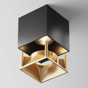 Spot LED aplicat, plafoniera dimabil design tehnic Alfa negru 7x7cm, 3000K