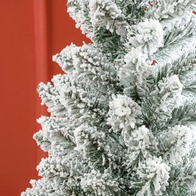 HOMCOM Pom de Crăciun Artificial Acoperit cu Zăpadă, Pom de Crăciun Îngust cu Bază Pliabilă, Ø65x180 cm, Verde | Aosom Romania