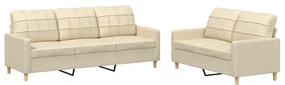 3201308 vidaXL Set de canapele cu perne, 2 piese, crem, textil