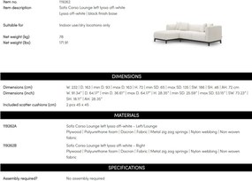 Coltar LUX design LUX cu sezlong stanga Corso Lounge, Lyssa off-white