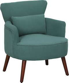 HOMCOM Fotoliu modern cu cotiere, scaun accent tapițat cu pernă lombară, picioare din lemn de cauciuc, Verde închis | Aosom Romania