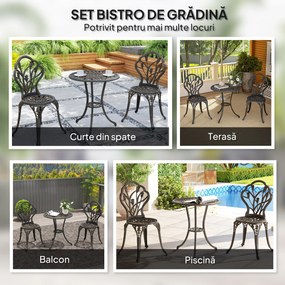 Outsunny Set de Gradina 3 Piese din Aluminiu cu 2 Scaune | Aosom Romania