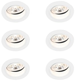 Set 6 becuri Punct încastrat rotund reglabil alb - Chuck 70