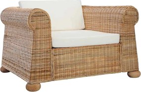 vidaXL Fotoliu cu perne, culoare naturală, ratan