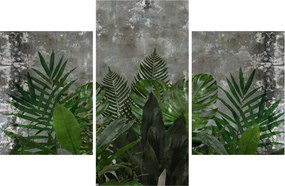 Tablou - Zid de beton cu plante (90x60 cm)