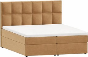 Pat boxspring galben ocru cu spațiu de depozitare 200x200 cm Flip – Ropez