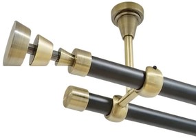Galerie dubla afina fara inele prindere tavan 19/19 mm negru aur antic (Alege marime: 120 cm)